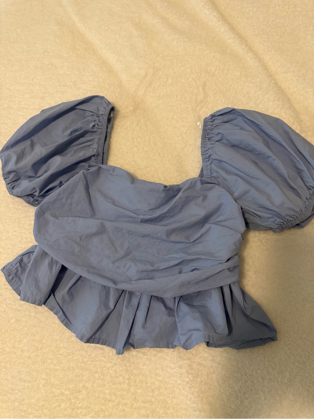 Altar'd State Powder Blue Puff Sleeve Peplum Blouse